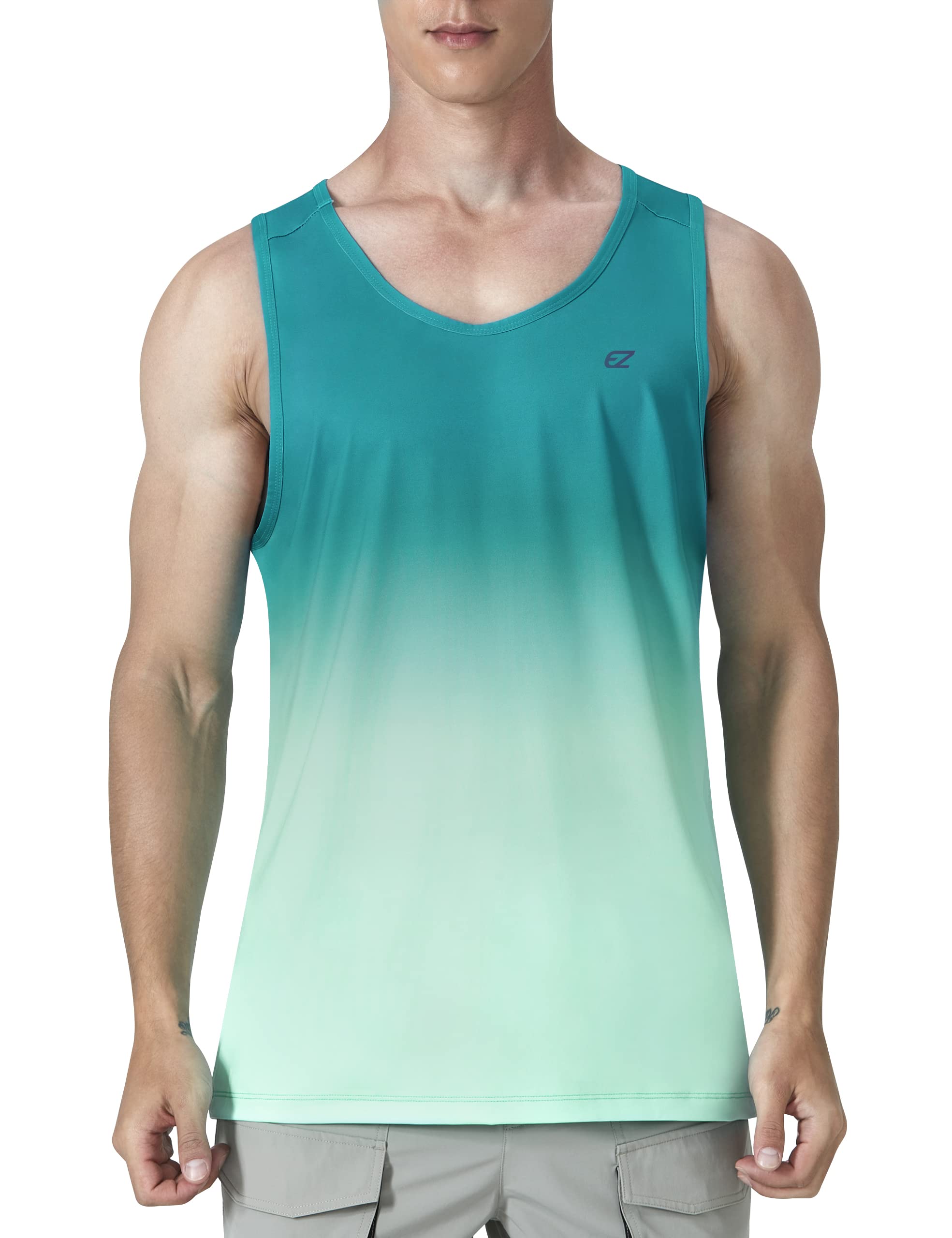 EZRUN Men's Quick Dry Tank Top UPF 50+ Summer Beach Swim Shirts for Gym Workout Athletic Muscle Sleeveless Shirts