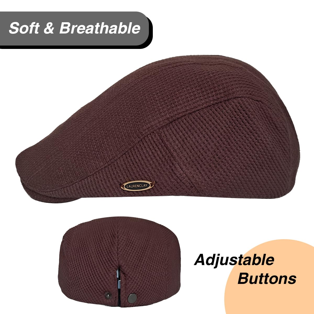 BUDUBIBI Newsboy Cap for Men and Women, Winter Adjustable Ivy Gatsby Flat Hat Irish Cabbie Hunting Driving Knitted Cap(55-60cm, Coffee)