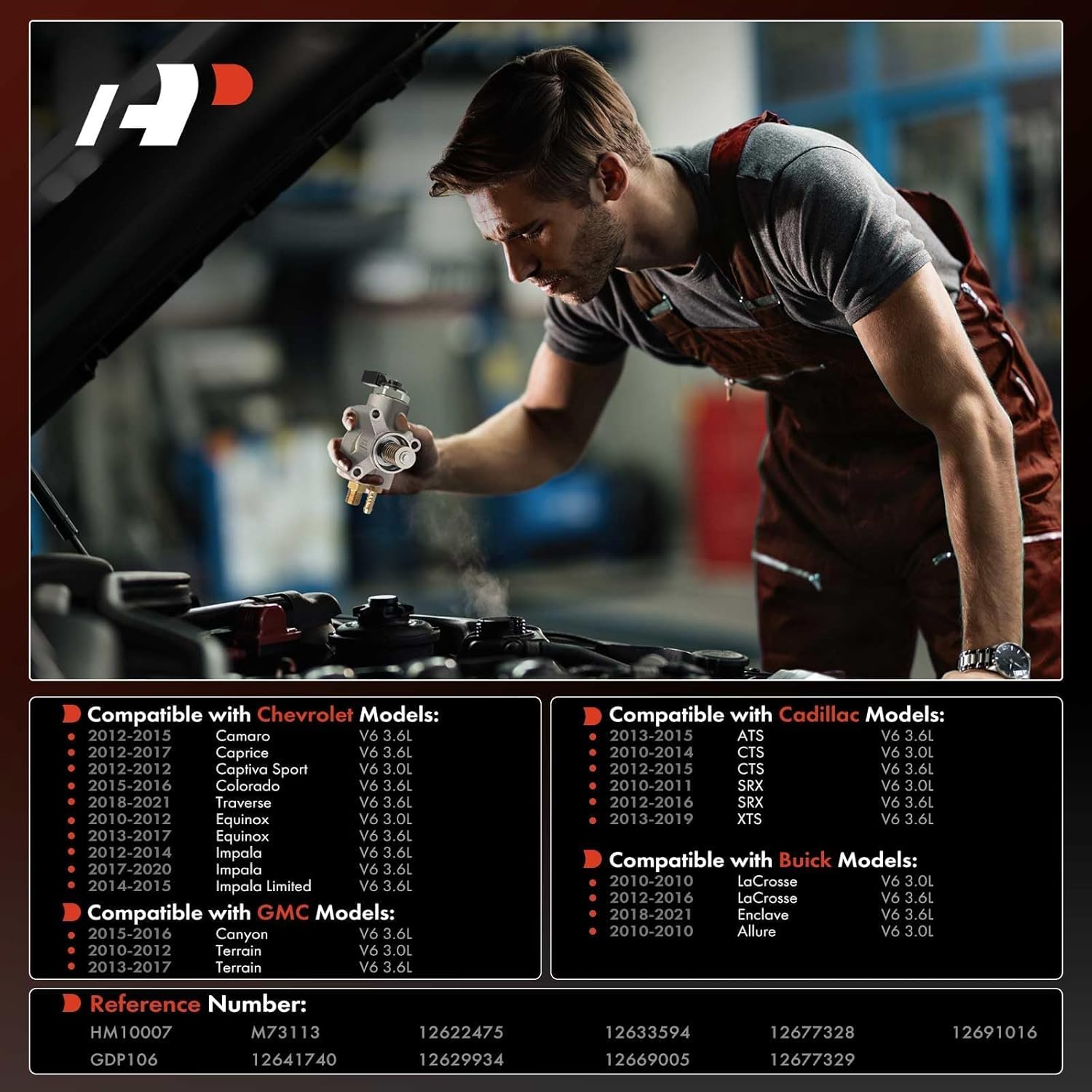 A-Premium High Pressure Fuel Pump with Gasket & Bolts Compatible with Chevrolet Equinox, Traverse, Impala, Camaro & GMC Terrain, Canyon & Buick Enclave, LaCrosse & Cadillac SRX, 2010-2021, 3.0L 3.6L