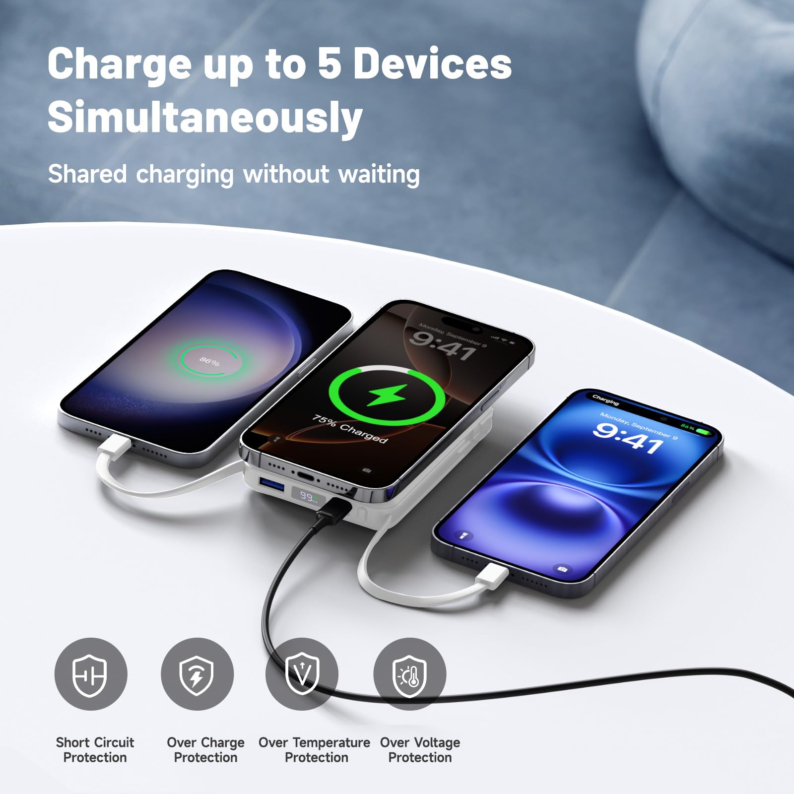 para Magsafe Power Bank, 10000mAh Magnético Bateria Externa Carga Rapida, Inalámbrico Bateria Portátil Powerbank con USB-C y Pantalla LED para iPhone 17/16/15/14/13/12 Serie (Blanco)