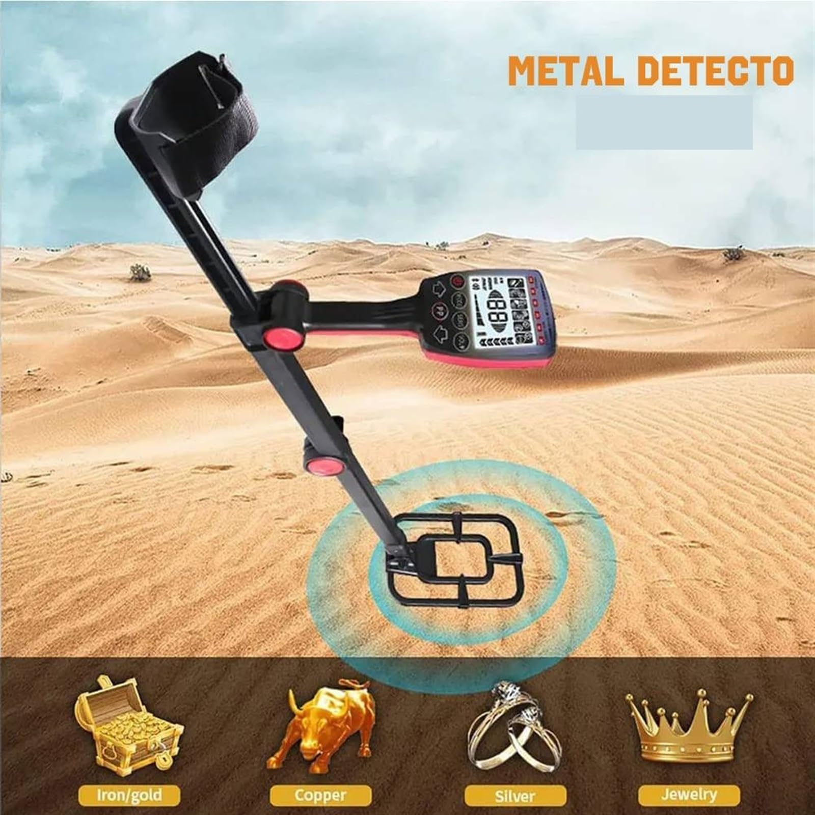 Wykrywacz metalu, Podświetlenie LCD Wszystkie wykrywacze metali Wykrywacz złota Nowa konstrukcja Składane obiekty podziemne Poszukiwanie skarbów Kontrola materiałów
