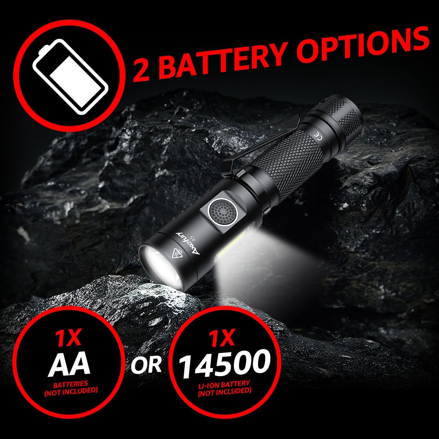 Flashlight,Magnetic LED Flashlight,EDC Handheld Flashlight with Removable Headband,6 Modes,Dual Fuel, A5 for Camping, Emergency(Not Included Battery) Gift