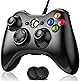Elnicec X-box 360 コントローラー 有線【2024新改良】x-box コントローラー PC ゲームパッド 有線ゲームパッド USB 高耐久ボタン 二重振動 人体工学 ジョイスティックをアップグレード Microsoft X-box 360/X-box 360 Slim/PC/Windows7/8/10対応 アシストキャップ 2枚付き(ブラック)