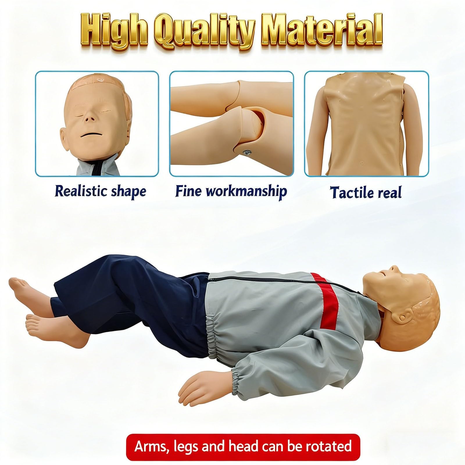 ELZEM CPR Manichino didattico Bambino Professionale Formazione Manichino Primo Soccorso Modello Medico Umano per Addestramento al Pronto Soccorso A
