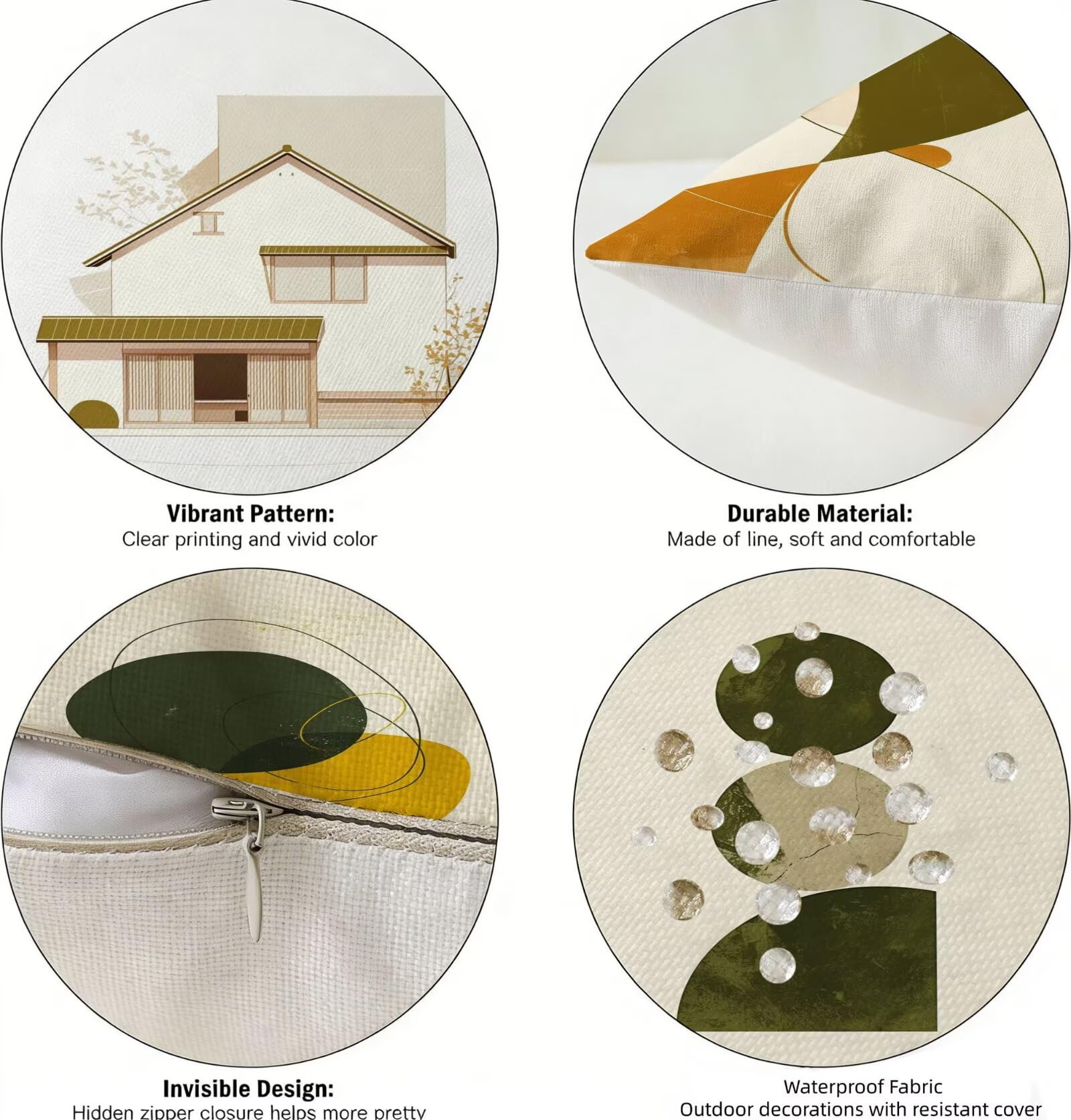 Generisch Outdoor Kissen Wetterfest 40x65cm Beige Dekokissen Kissenbezüge Geometrie Kissenhülle Sommer Sofakissen für Wohnzimmer Schlafzimmer Garten Dekorative 4er Set. R-2500