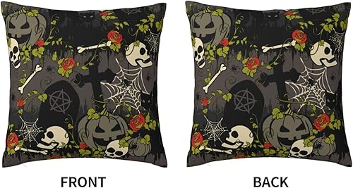 Miniatura 3 de ALYYDFF Gothic Halloween with Red Roses Scary Fashion Throw Pillow Cover for Kids Pillow Case for Sofa Bed Chair Living Room Home Decorative Square