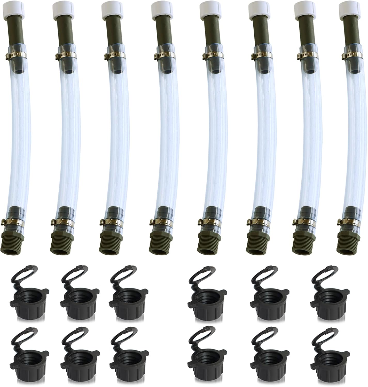 Racing Fuel Jug Hose (8pack) with Racing Vent Cap Replacement (12 pack) fit Vp Jug 5.5 Gallon and Gas Can