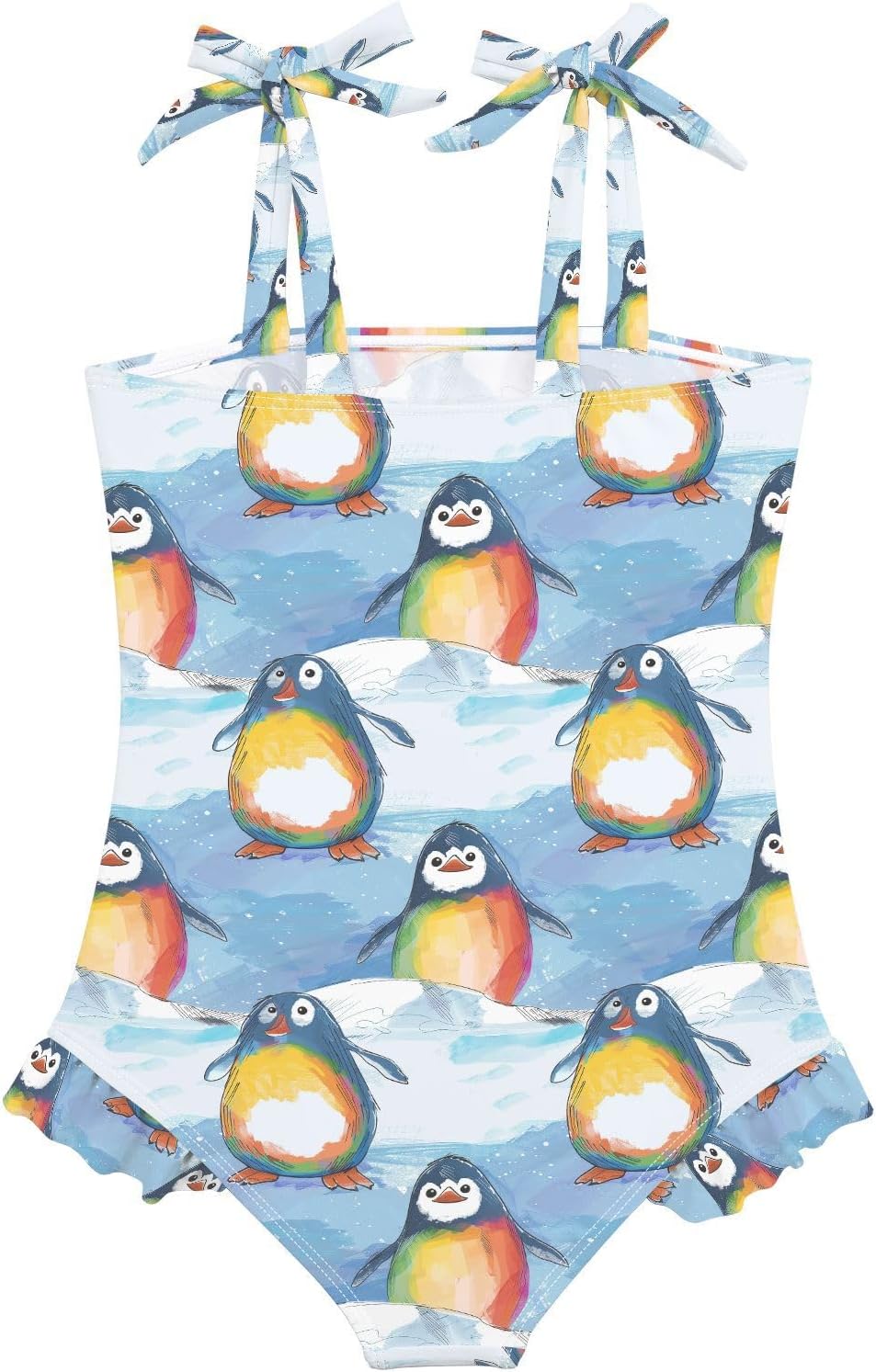 visesunny Toddler Girl Swimsuit Adjustable Strap Swimwear Funny Cartoon Penguin Bathing Suits for Girls 18M-6Y