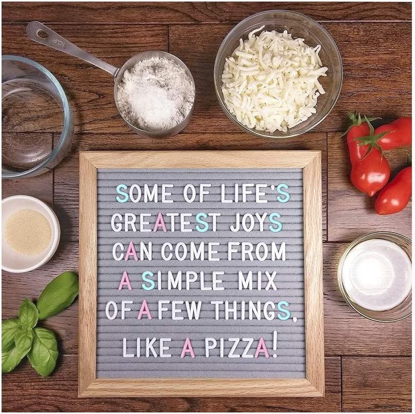 Felt Letter Board Message Board 10x10inch with Stand,Pre-cut&Sorted 805pcs White,Blue&Pink Changeable Letters+Weeks &Months Cursive Words,Word board Sign board with Sorting Tray&Gift Box(Gray)