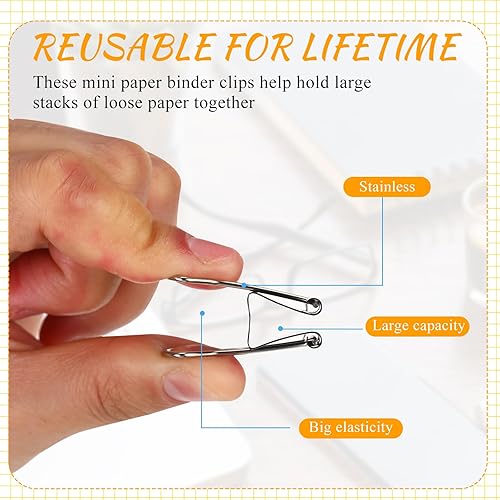 Miniatura 10 de Jetec 500 clips negros para carpeta, abrazaderas de papel medianas, clips de metal negro para profesores, estudiantes, niñas, niños, aula, negocios,
