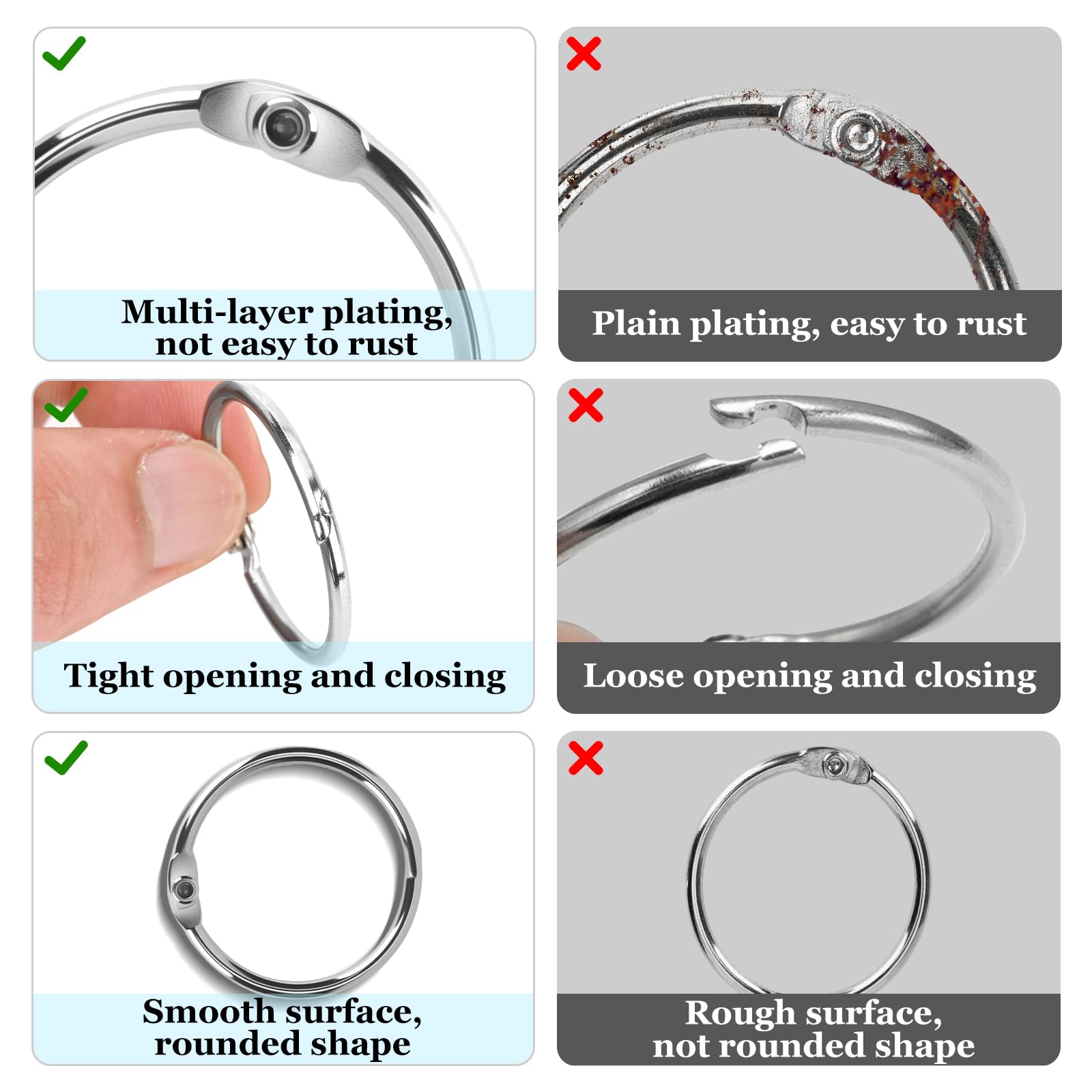 40 Anneaux De Reliure Métalliques 25mm - Nickelés, Ouverture Facile, Pour Documents, Albums, DIY