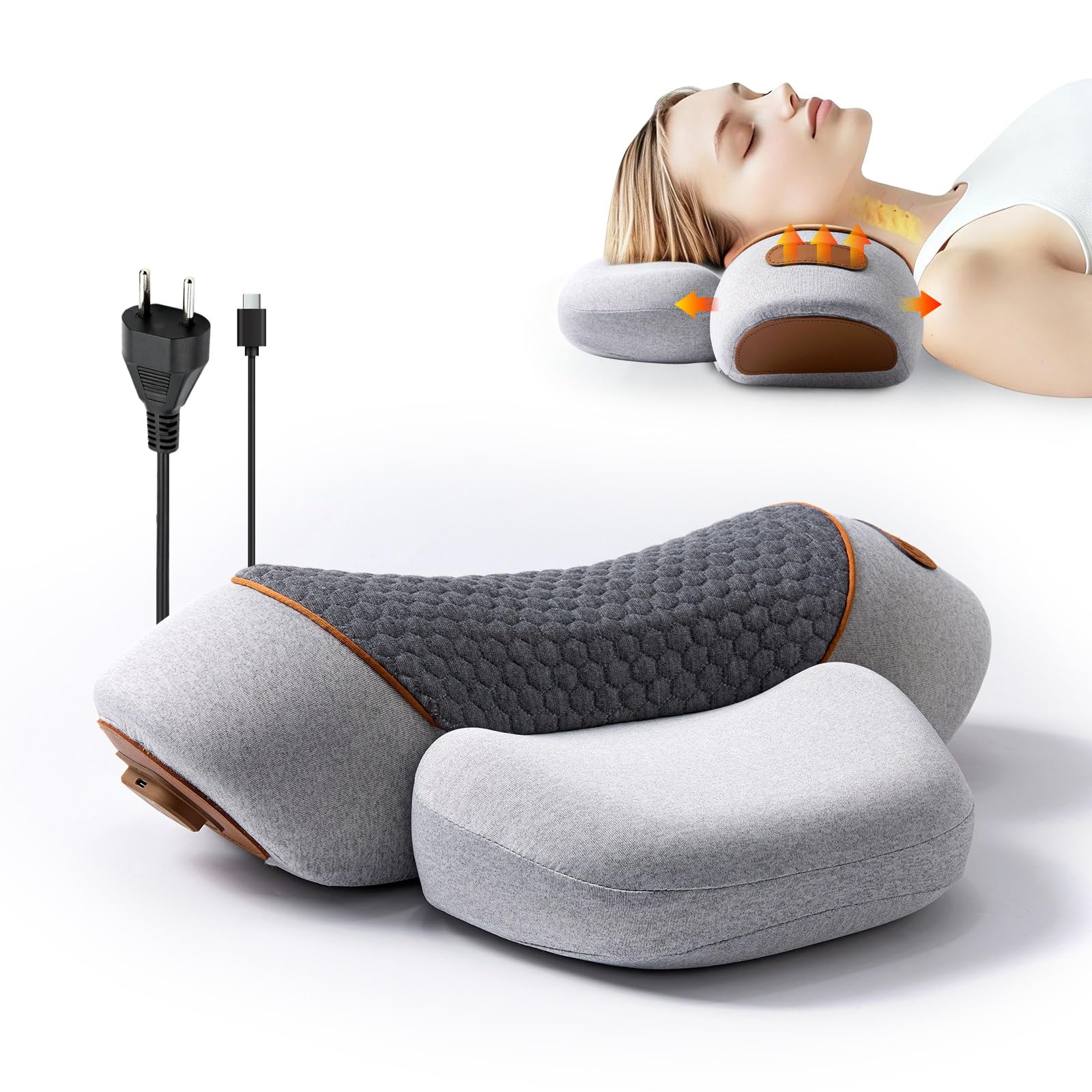 Appareil De Massage Cervical 3 En 1 Avec Fonctions De Vibration,Chauffage Et Soulèvement Par Airbags,Appareil De Traction Cervicale,Étireur Cou,Adaptés Au Massage Et à l'Étirement Du Cou Et Des Jambes