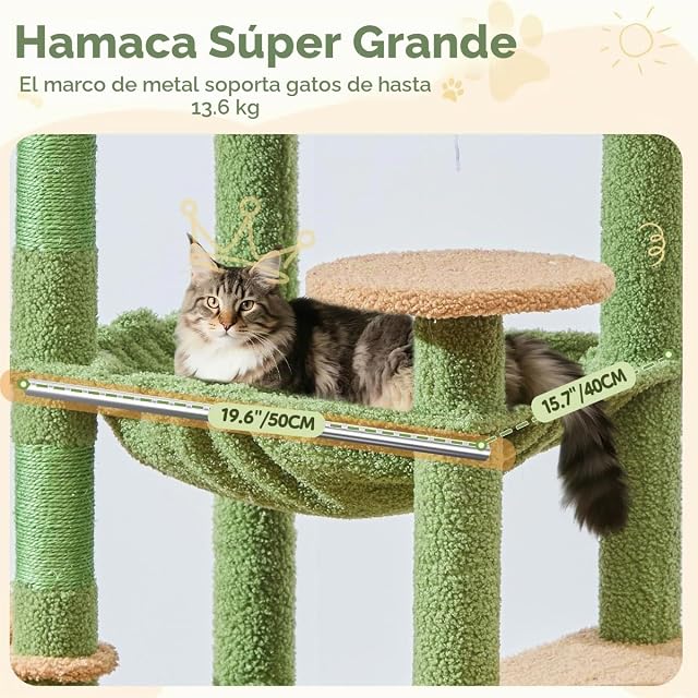 Foto 5 de 8 de Taoqimiao Árboles Rascadores para Gatos Grandes 183 cm, Plataformas Amplias