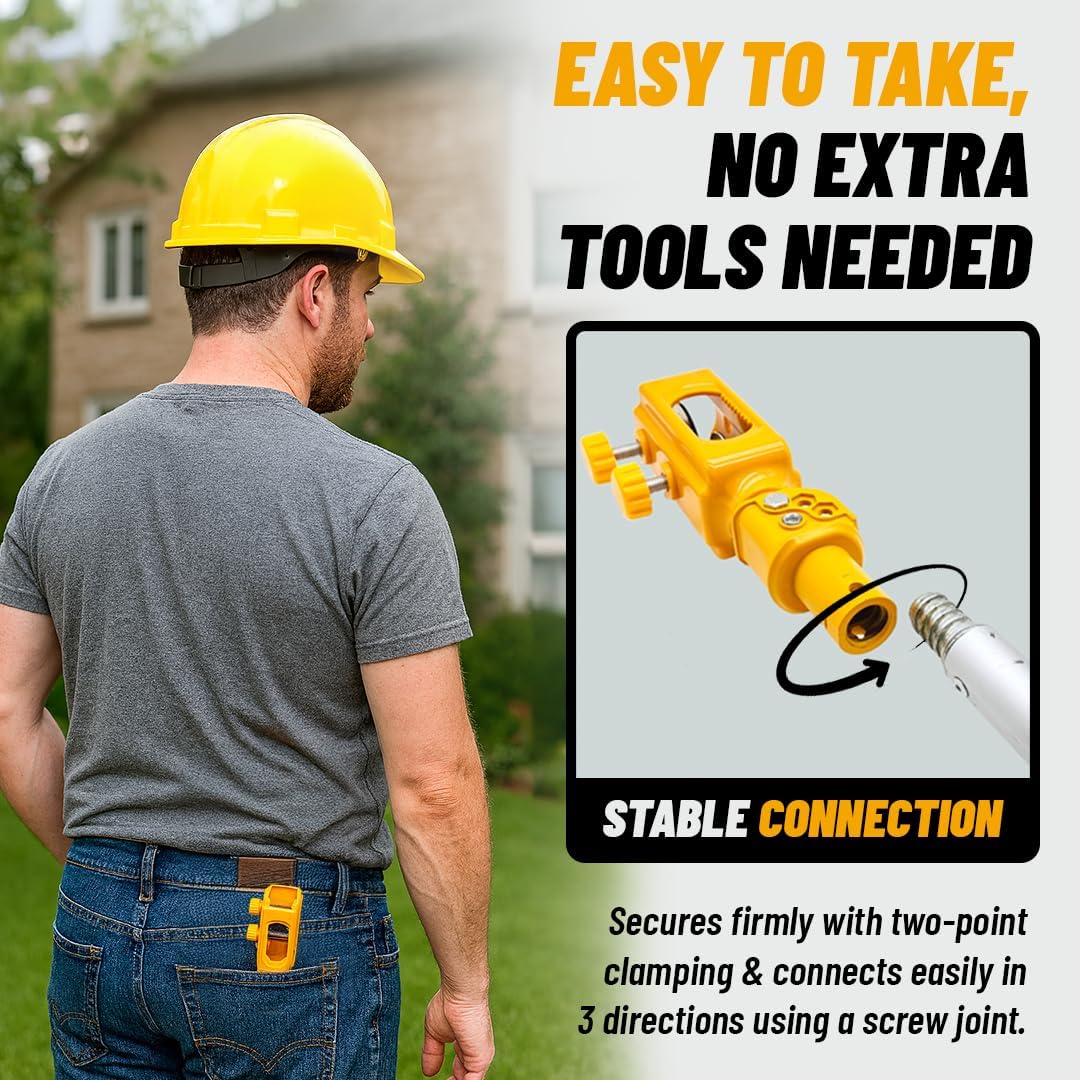 Multipurpose Extension Pole Tool Holder – Adjustable 3-Angle Clamp for 3/4" Poles | Strong Grip, Lightweight & Versatile