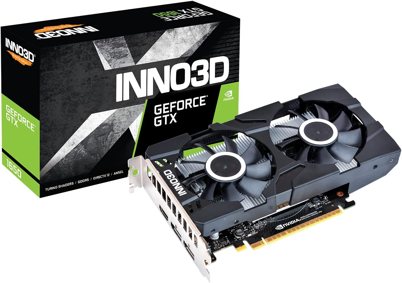 INNO3D pci_e_x16 NVIDIA GEFORCE GTX 1650 Twin X2 4GB GDDR6 128-bit PCI-E 3.0 Gaming Graphics Card - N16502K-04D6