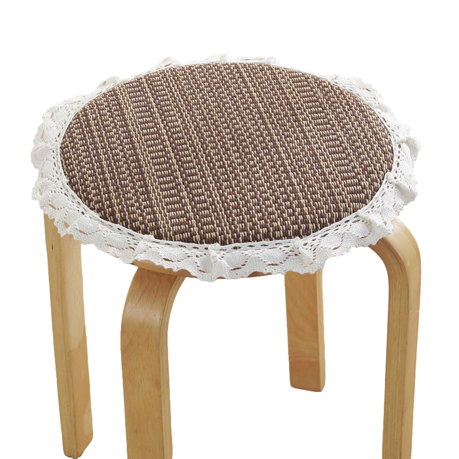 Coussins de chaise ronds avec dentelle en lot de 4 pour salle à manger