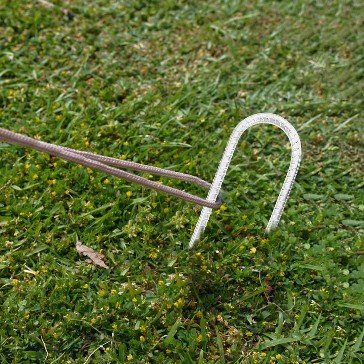 Picchetti a Forma di U in Acciaio Zincato Set da 8 Kit di Ancoraggio per Trampolino e Altalena da Giardino Chiodi da Giardinaggio per Tende e Fissaggio Prato Ancoraggi da