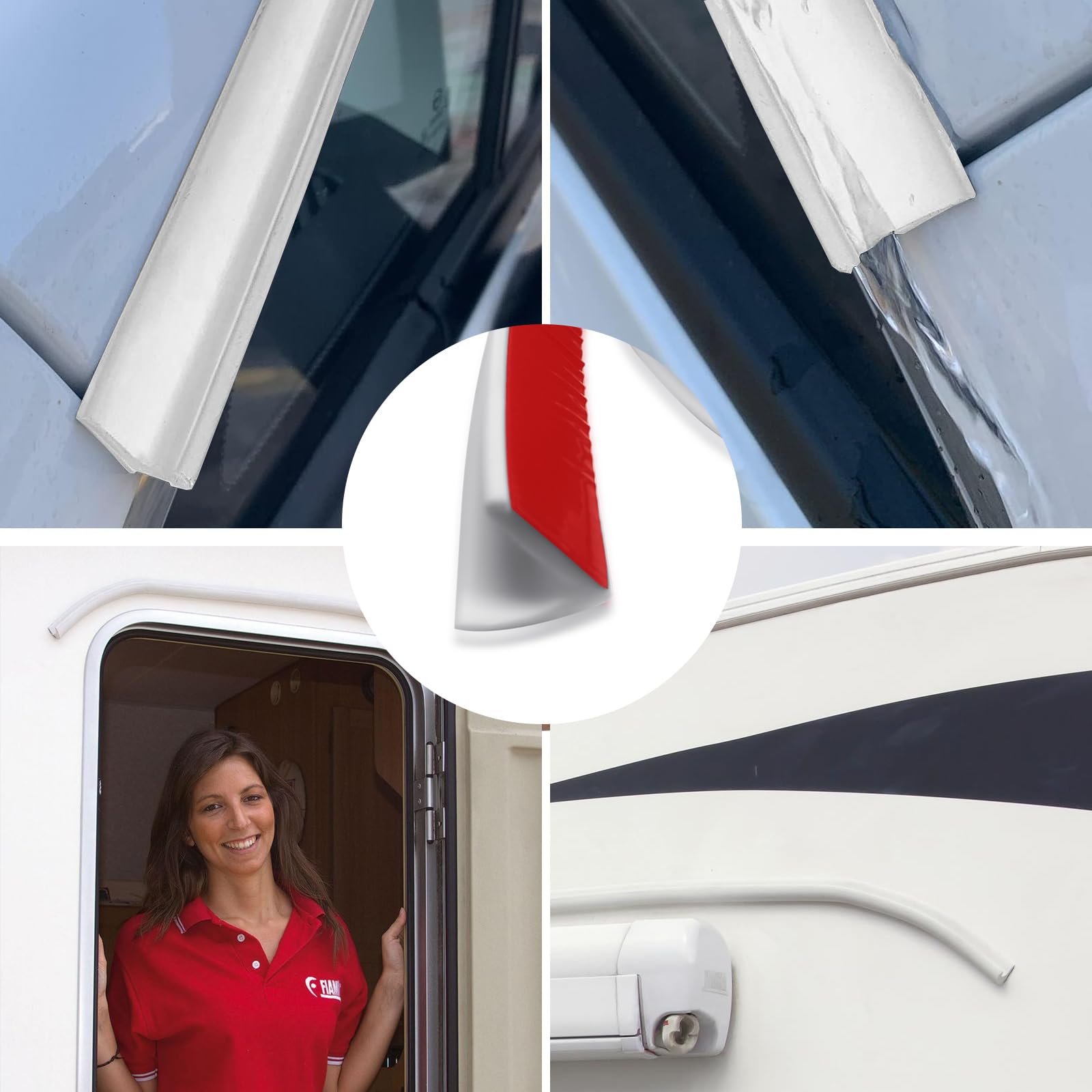 J Shape Gouttière RV, Dos autocollant, Bande de Déviation de Pluie de Toit pour Véhicule, Camion, Camping-car, Bateau, Voiture, Van, Porte, Camping-car