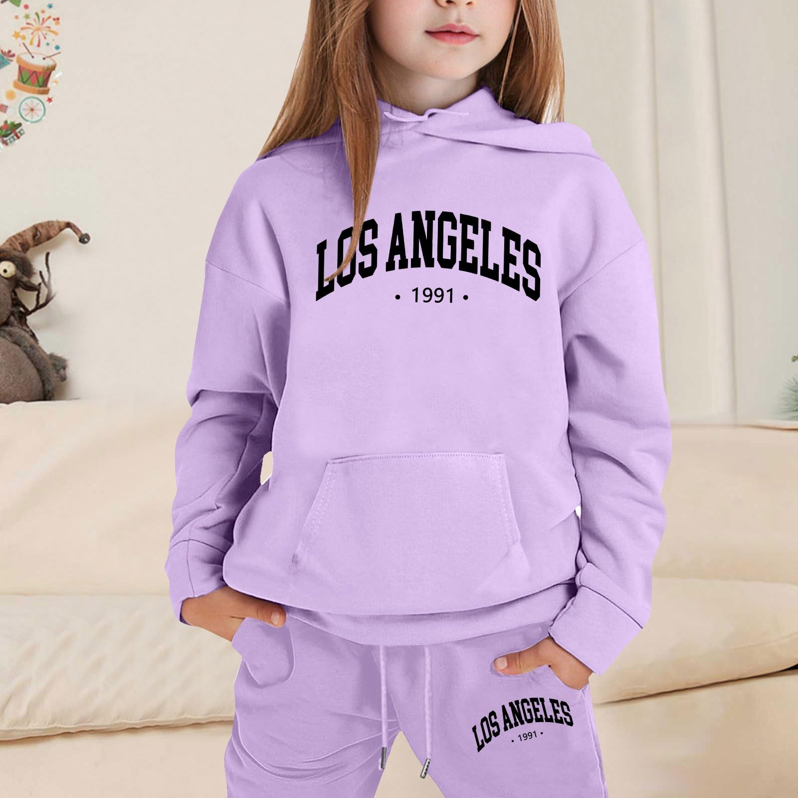 Genérico Conjunto de Sudadera con Capucha para niñas con Estampado Moderno y diseño cómodo para Uso Diario en Temporada con Instrucciones de Cuidado Sencillas