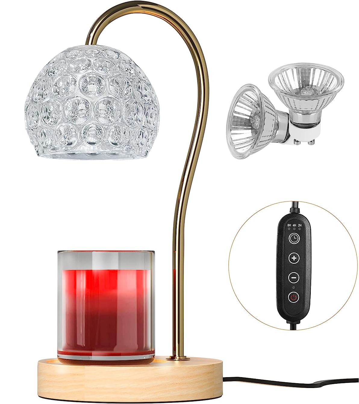 HcosmyCandle Warmer Lamp, Dimmable Candle Warmer Lantern with Timer, Wax Melt for Scented Candles, Compatible with Candle Small & Large Jar Candles, Top Candle Lamp with 2 Light Bulbs