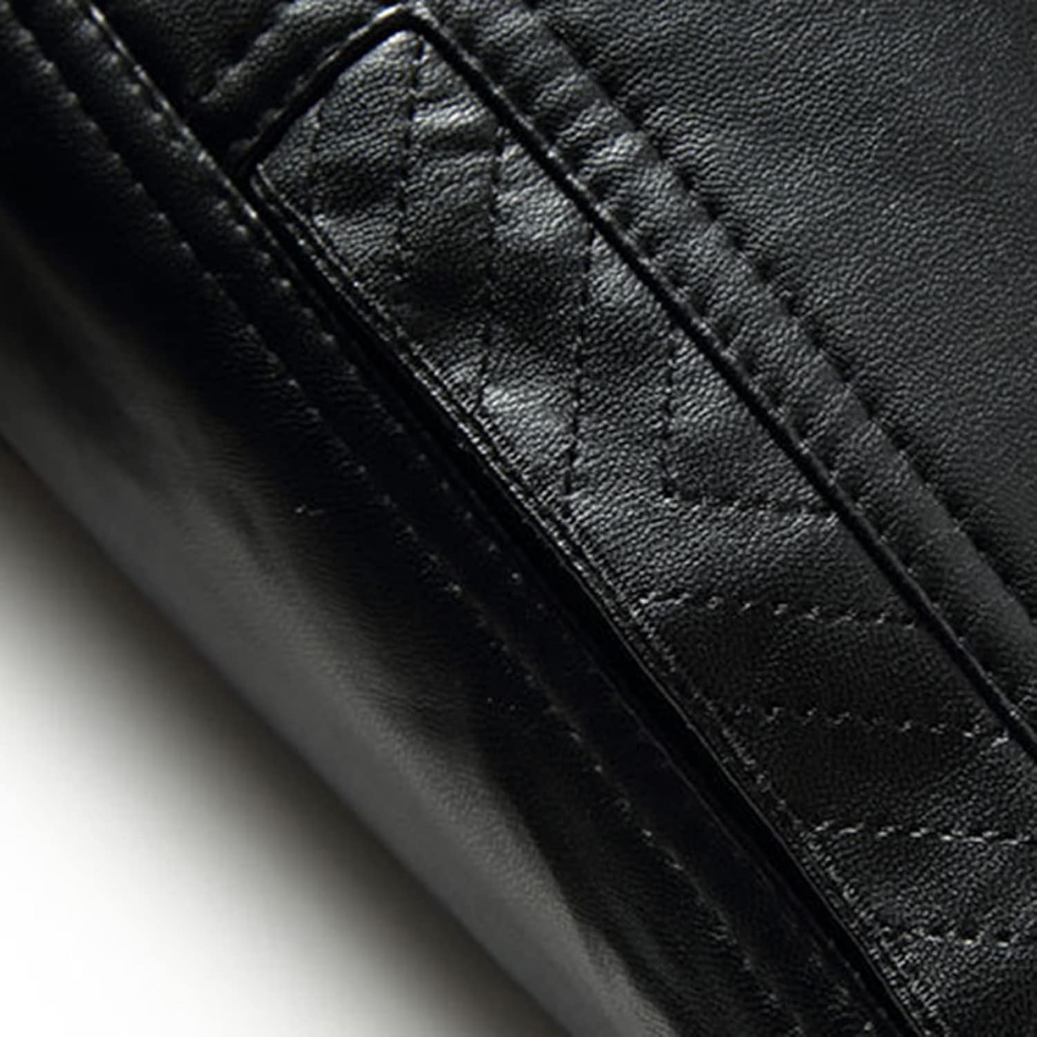 Lu's Chic Men's Sherpa Lined Faux Leather Jacket Zip Up Fleece Trucker Winter Slim Fit Fur Collar Bomber Jackets & Coats