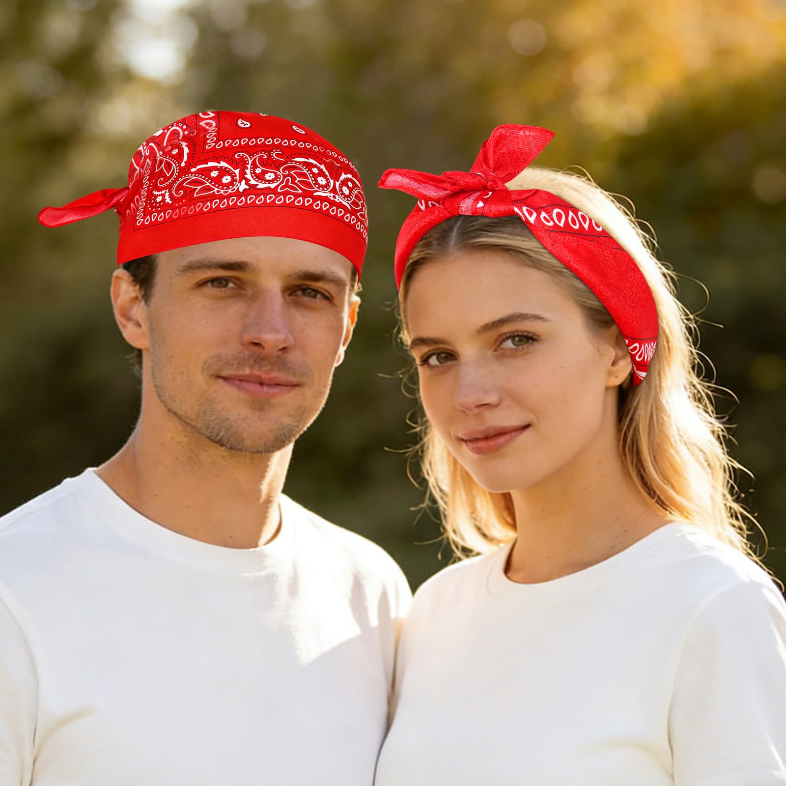 Morcheiong 8 bandanas de cachemira pañuelo para la cabeza rojo
