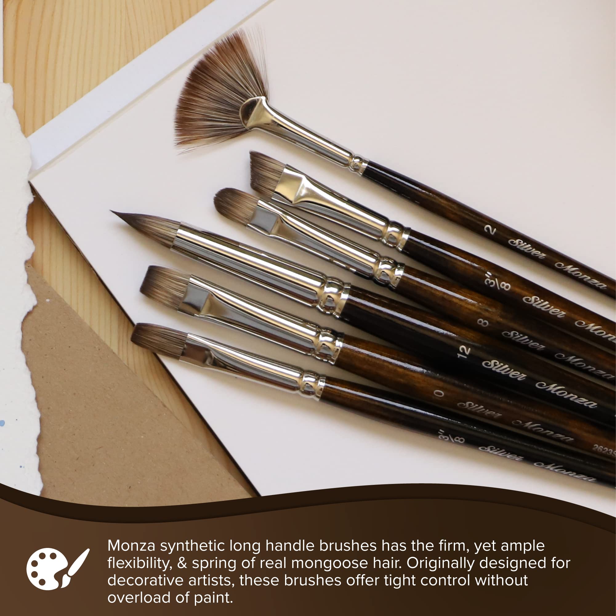 Silver Brush Limited Monza 2632-10 Pennello corto Filbert per pittura a olio, acrilico e per carrozzeria, misura 10, manico lungo