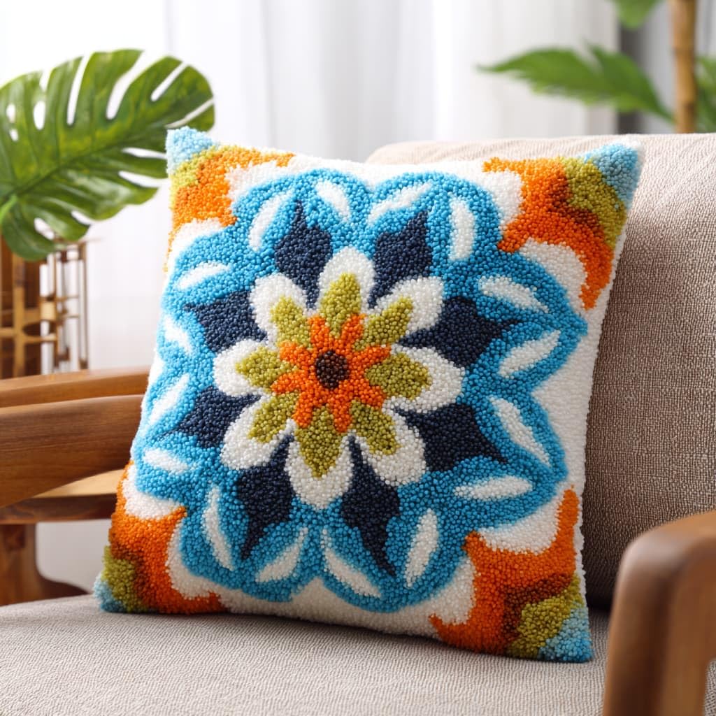 Henypt DIY Latch Hook Pillow Kit, Flowers