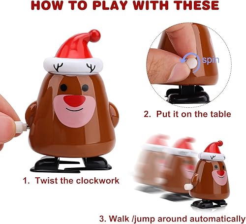 Miniatura 3 de EEOCWF 15 piezas de juguetes de Navidad para niños, rellenos de calcetines de Navidad, juguetes de relojería de árbol de Navidad, regalos de clases,