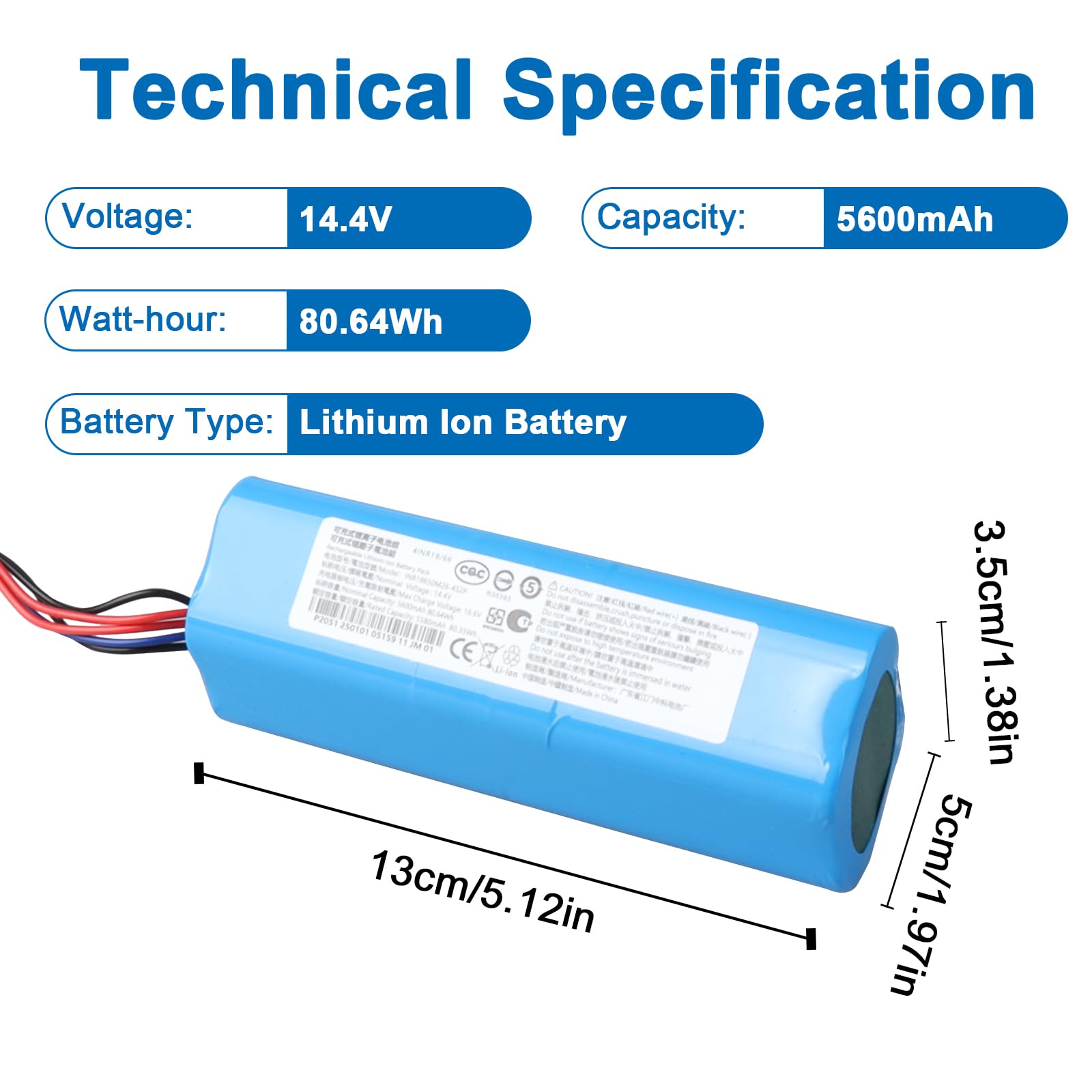 Bateria zapasowa MXJFYY 14,4 V, 5600 mAh, kompatybilna z Ecovacs Deebot T5, T9, T9+, T8, T8+, T10 AIVI/Max, Deebot DX65/DX93/DX96/DBX11, Deebot Ozmo 950 DX9G, Deebot DLX11-550 4 Home Robot