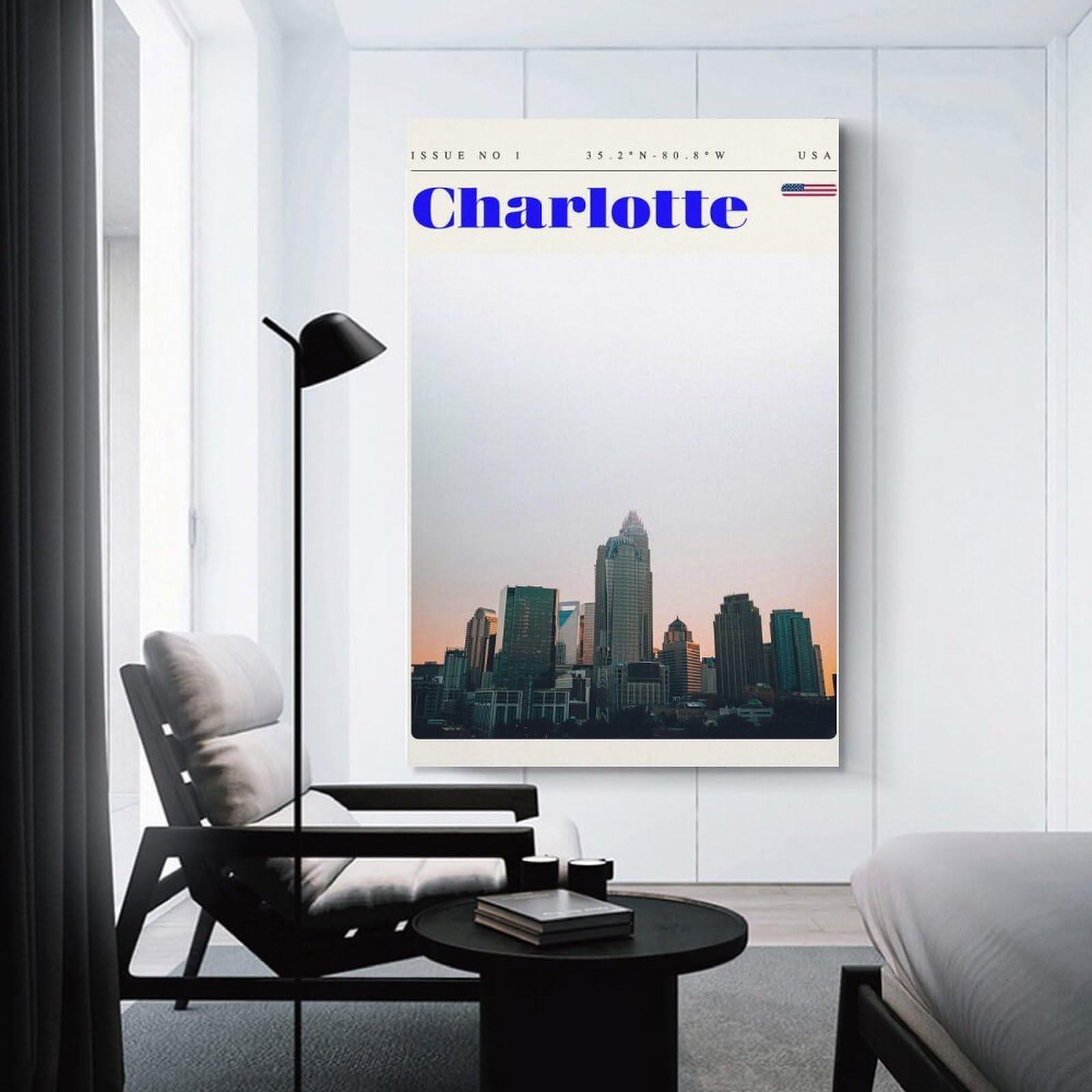 Junmoney Room Decor Wall Art Charlotte North Carolina Travel Art, 20x30inch(50x75cm), for Wall Displays, Bedrooms Or Room Updates, A Versatile Canvas Print for Layering