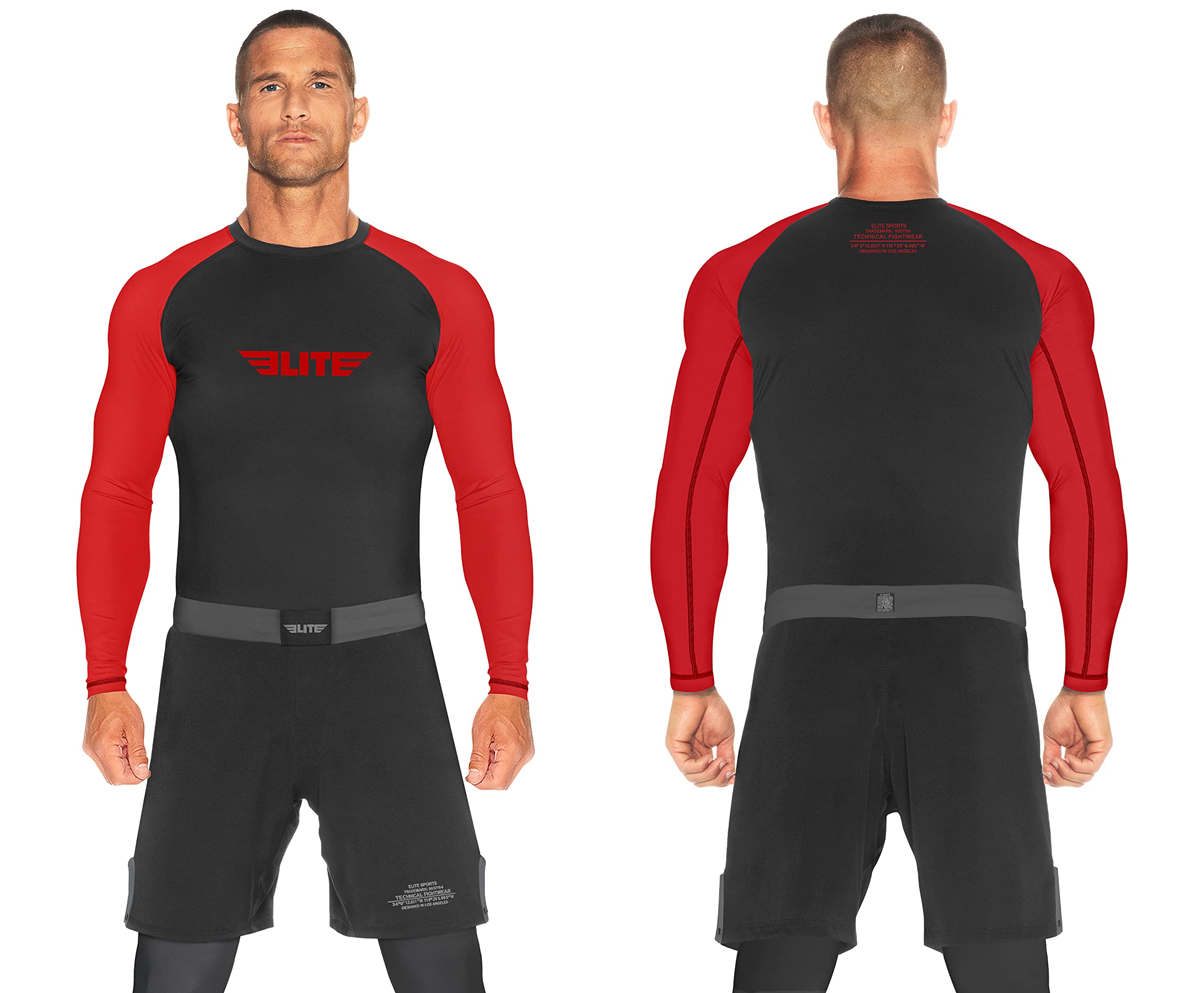 Elite Sports BJJ Jiu Jitsu Rash Guard Men’s BJJ No GI MMA Ranked Full