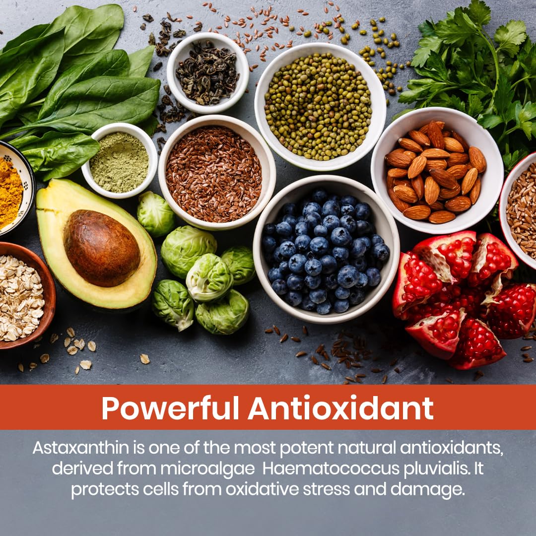 Vlado’s Himalayan Organics Naturally Sourced Astaxanthin 4mg | Supports Antioxidant Brain,Eye & Skin Health | Improves Muscle Endurance & Recovery, Builds Immunity - 60 Veg Capsules - Image 7 thumbnail