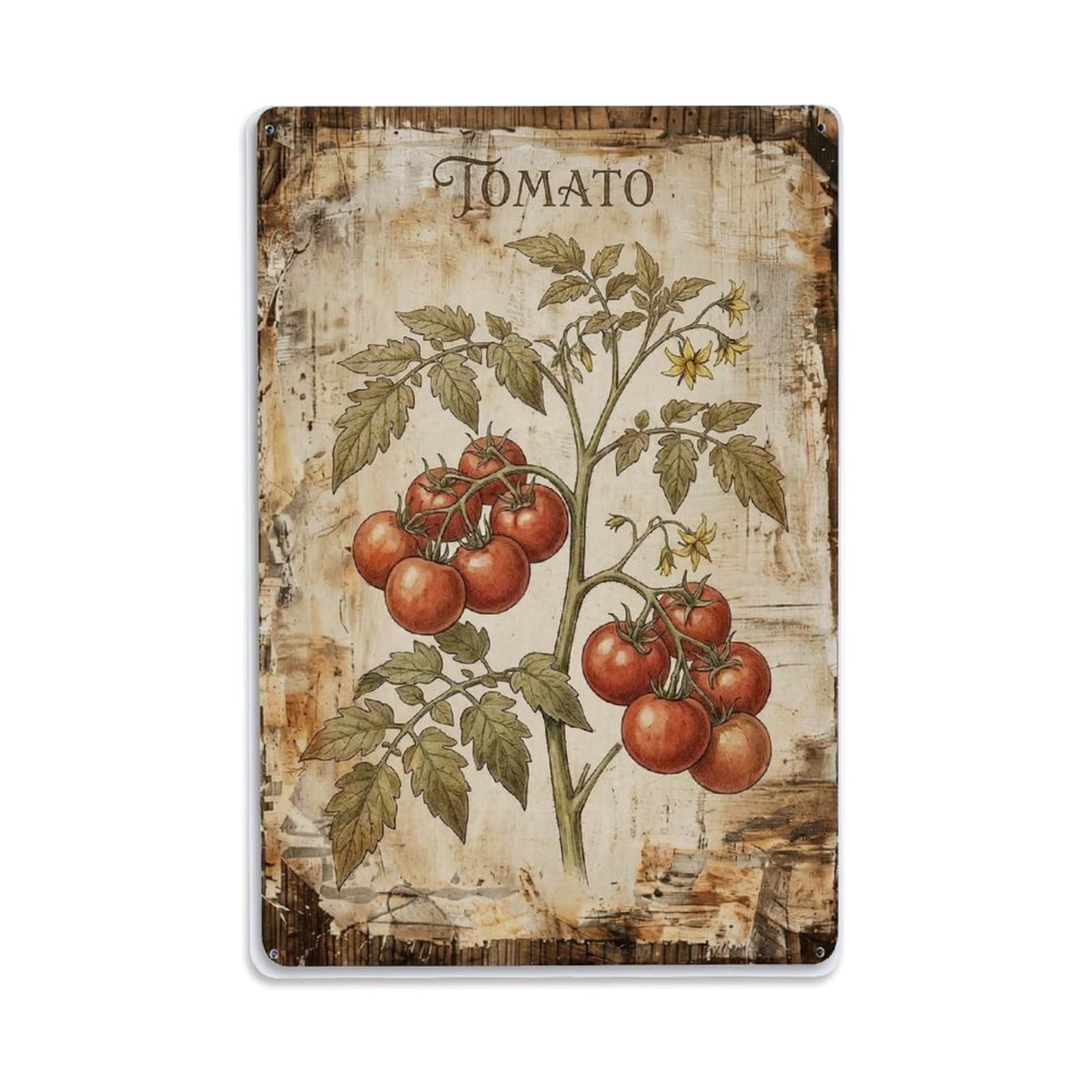 Fqnyr Style Tomato Vegetable Red Metal Tin Sign Plaque Wall Decor For Cafe, Club Bar, Office, Home Garden Metal Poster 8X12inch