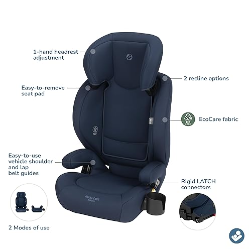 Miniatura 8 de Maxi-COSI RodiSport - Asiento elevador de automóvil para niños, respaldo alto, refuerzo sin espalda, reposacabezas de 7 posiciones, sistema de