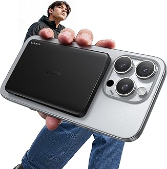 LISEN for Magsafe Power Bank Slim 0.3" Mini Portable Charger for iPhone Accessories 5000mAh Mini Battery Pack Birthday Gifts for Men Travel Essentials Gifts for iPhone 16 Pro/15/14/13/12, Black