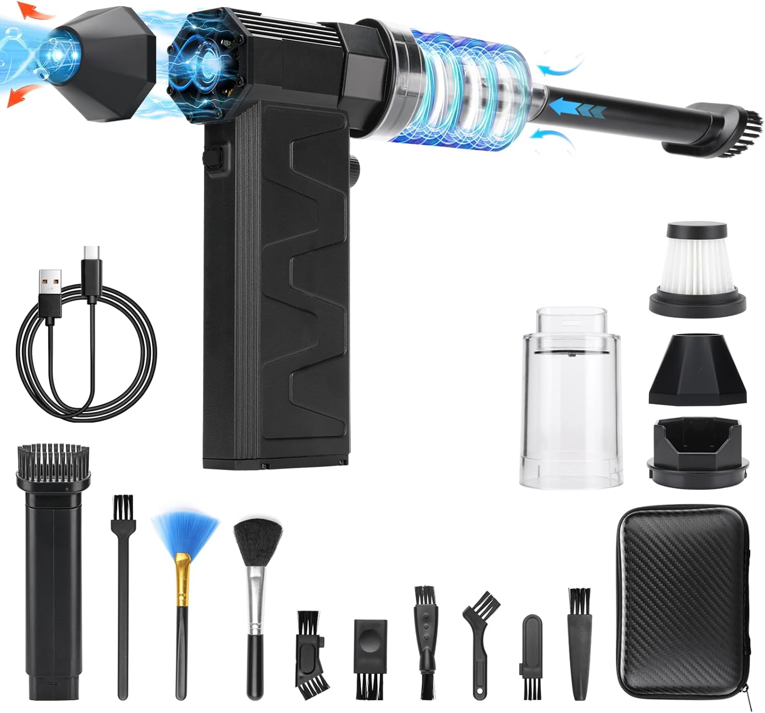 2-in-1 Cordless Air Duster & Vacuum Cleaner – 180,000 RPM Adjustable Speed Portable Dust Blower for Keyboard, Camera, Home & Office Use