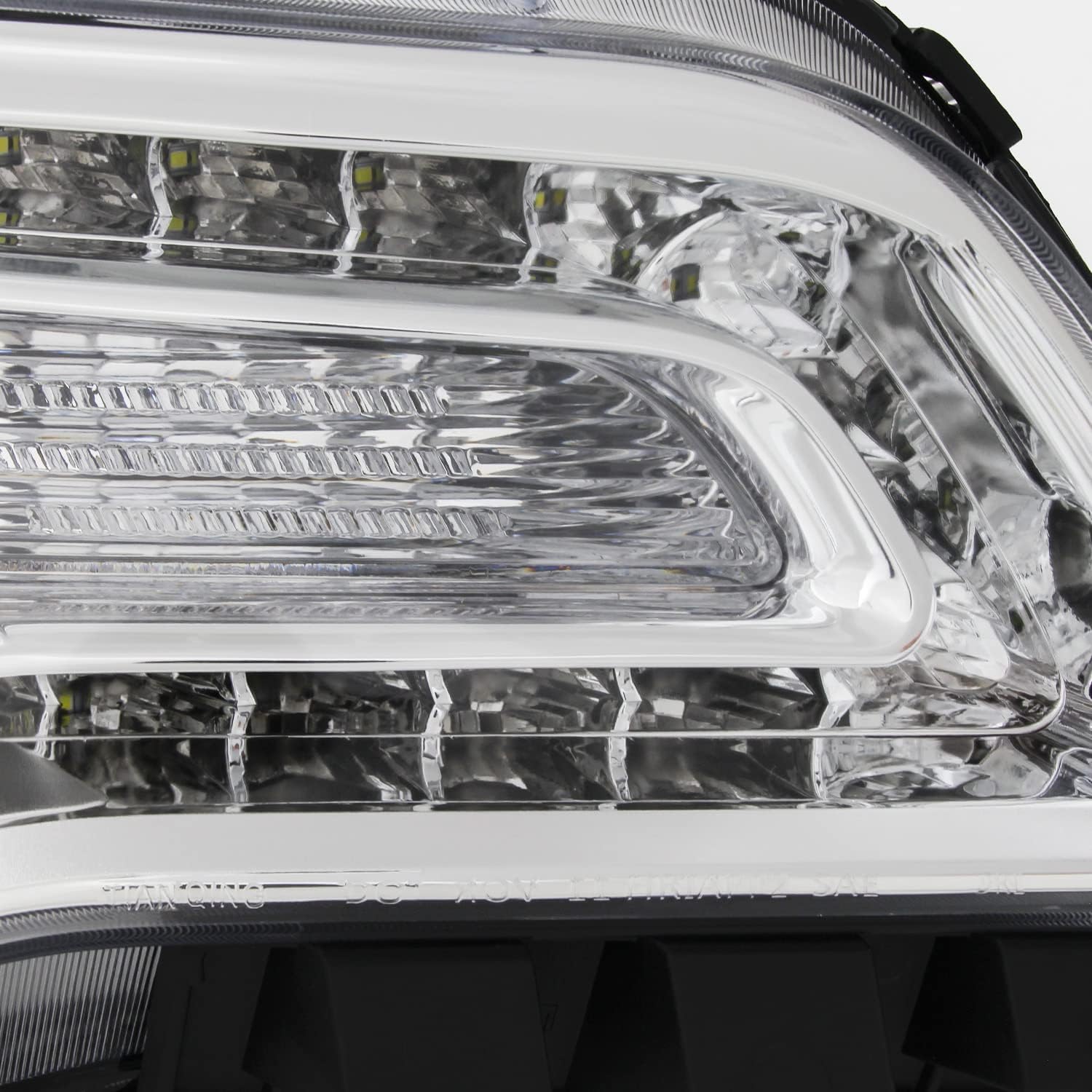 AKKON - Fits 2011-2014 Chrysler 300 Sedan Models LED Light Bar [Halogen Type] Projector Chrome Bezel Headlight Passenger Right