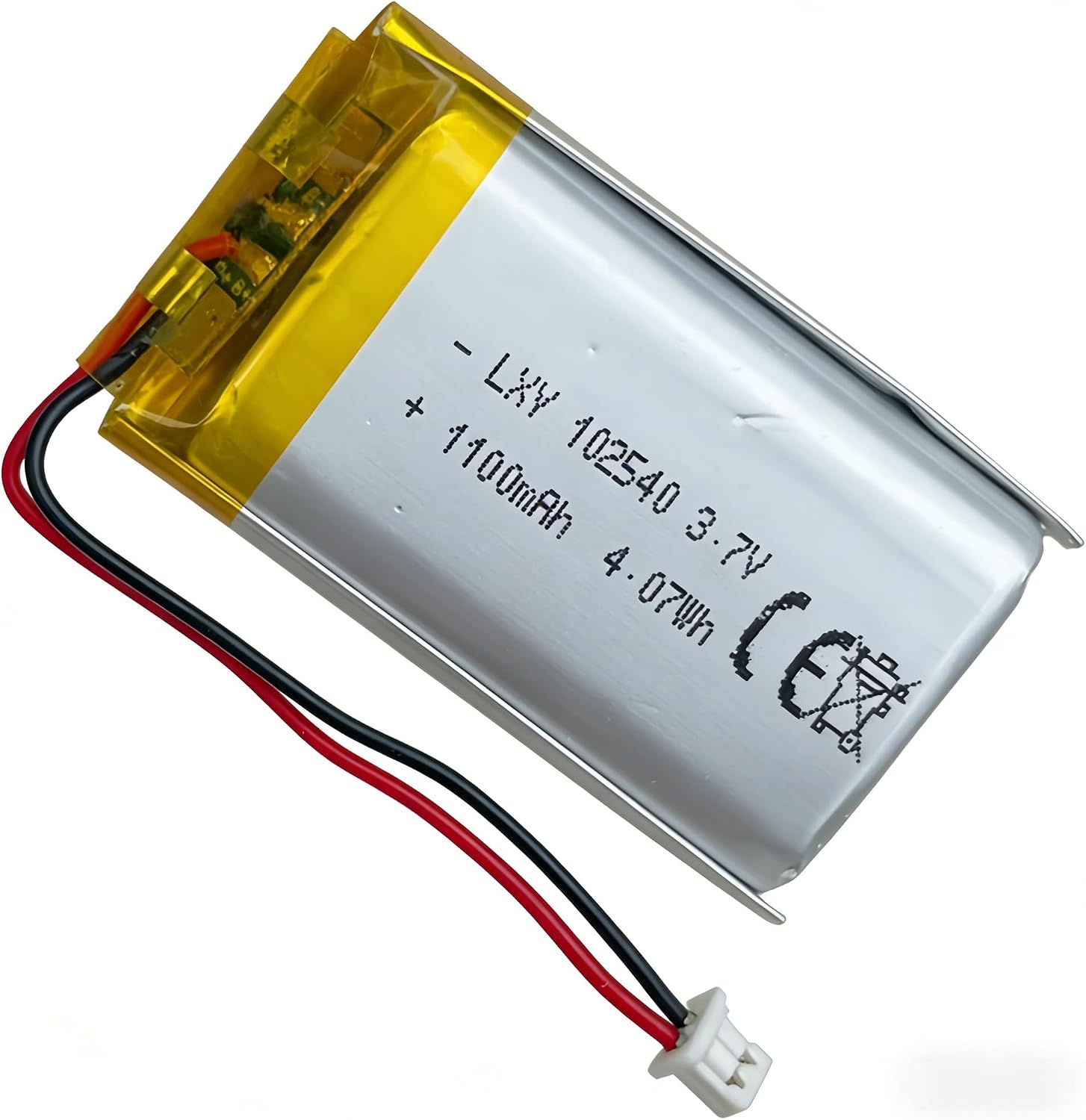 3.7v Polymer Lithium Battery 1100 mAH102540 Rechargeable Lithium Battery Ideal for Electronic Products Projects Below 3.7-5V JST Connector 1.25 (1Pack)