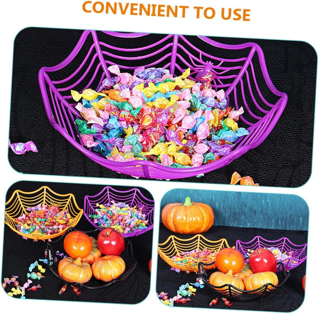 Mipcase Halloween Spider Web Candy Plate 5pcs Plastic Storage Basket