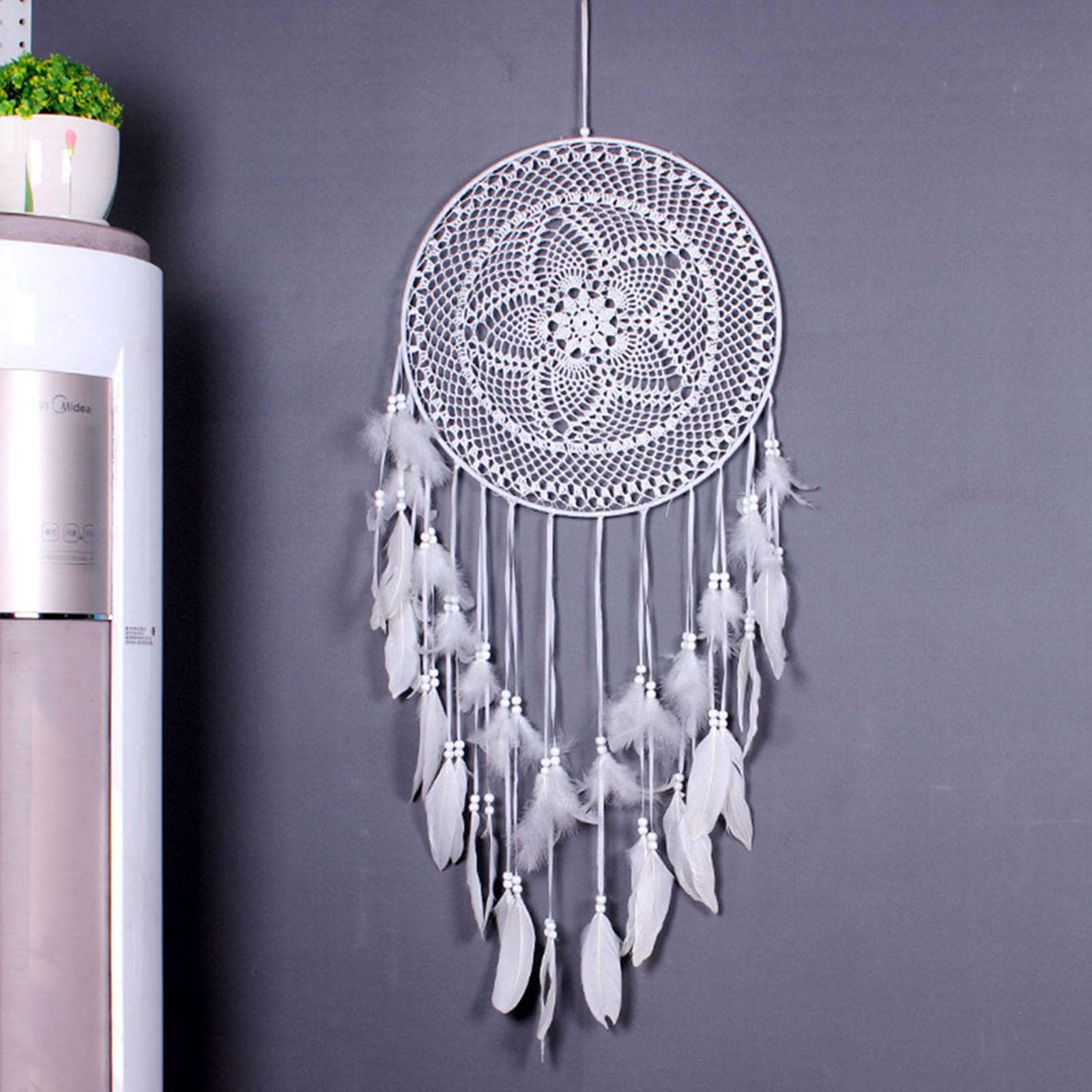 Atrapasueños para el hogar blanco puro de pared estilo nórdico colgante decorativo E