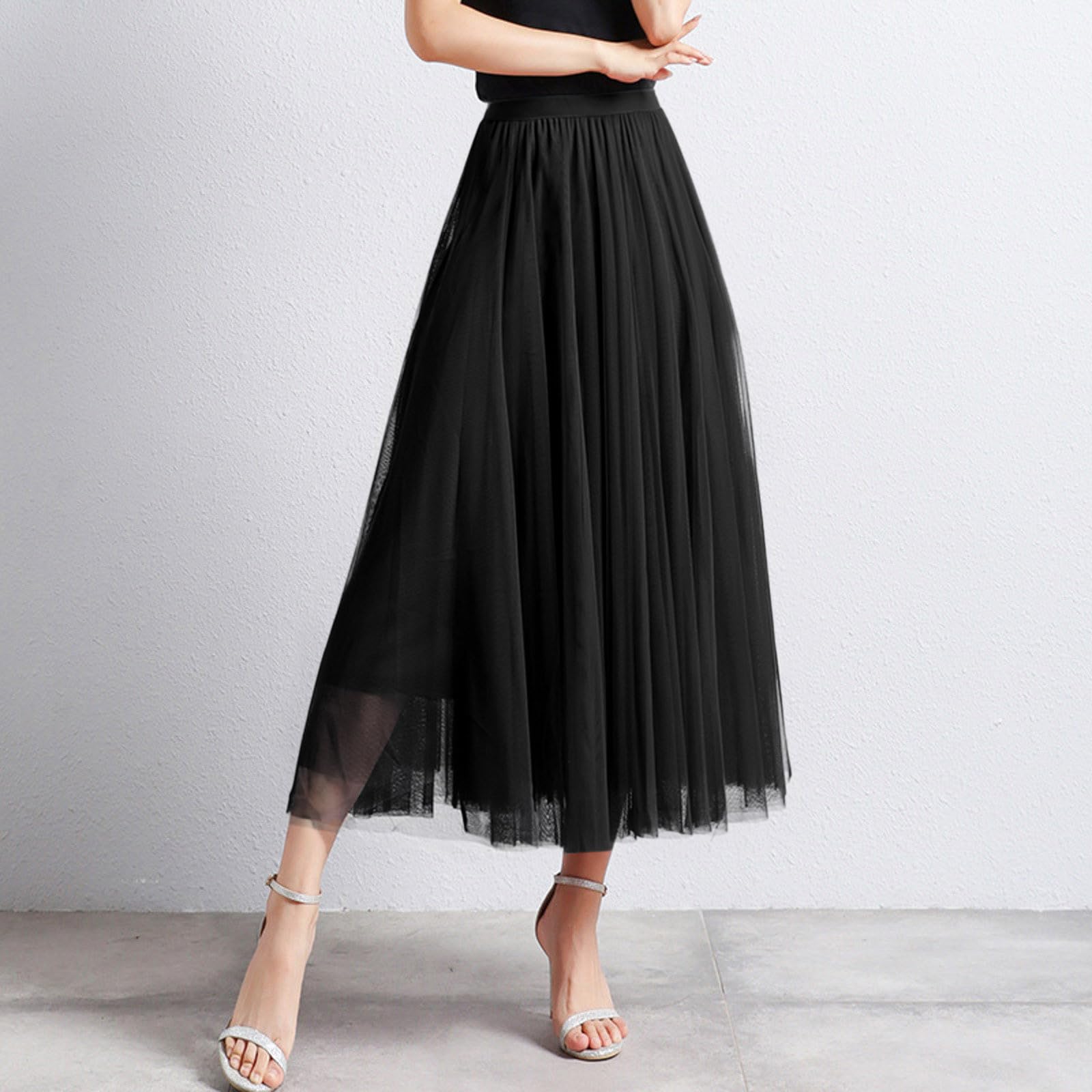 Gonna lunga da donna per danza e festa, linea ad A, in tulle, 2026