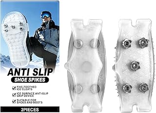 シューズ用アイススパイク,2点 ユニバーサル 滑り止め ポータブル ウィンター スパイク,冬靴用トラクションクリーツ - ハイキング ロッククライミング フィッシング クライミング バックパッキング 用