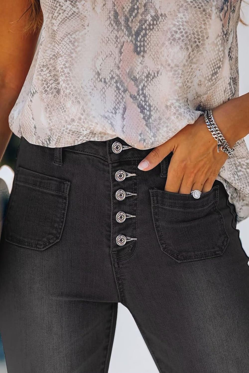 Allimy Women's Button Fly High Waisted Skinny Jeans – Fall 2025 Collection - Image 4
