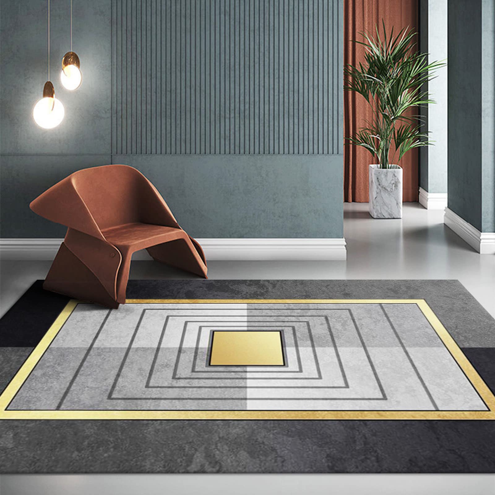 Tapis de sol antidérapant évite les glissades motif géométrique 90x160 cm