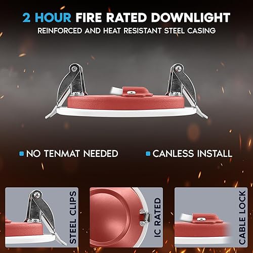 Miniatura 3 de LUXRITE Paquete de 6 luces empotrables LED ultrafinas de 3 pulgadas, 5CCT 2700K3000K3500K4000K5000K, clasificación de fuego de 2 horas, 500 lúmenes,