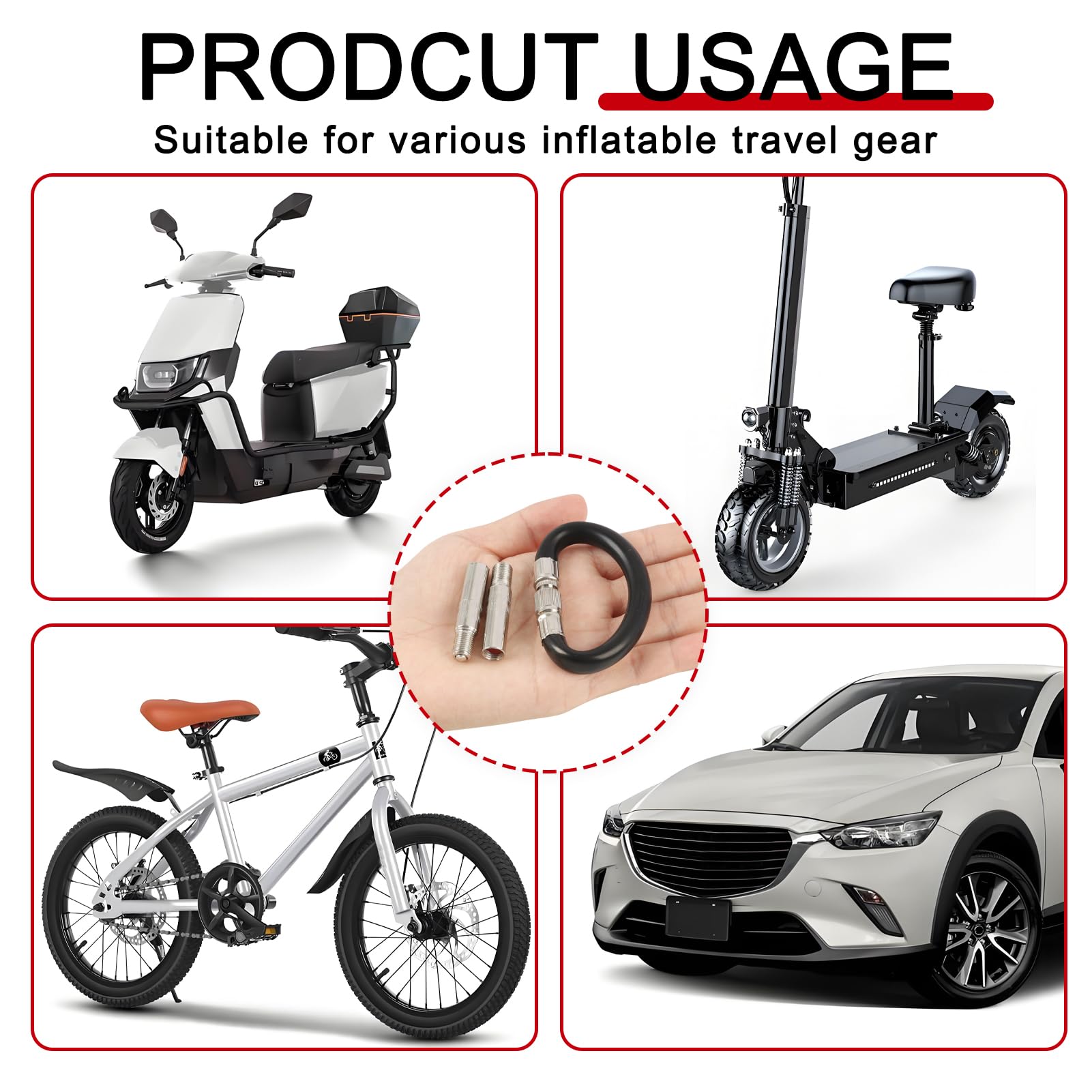 3 Pezzi Gonfiatore di Estensione, Pneumatici Valvola di Estensione, con 2 Prolunghe 39mm e Tubo Gonfiaggio 160mm Adattatore Valvola per Scooter Xiaomi M365 Pro 2 1S Max G30 Auto Moto Bici Gommoni