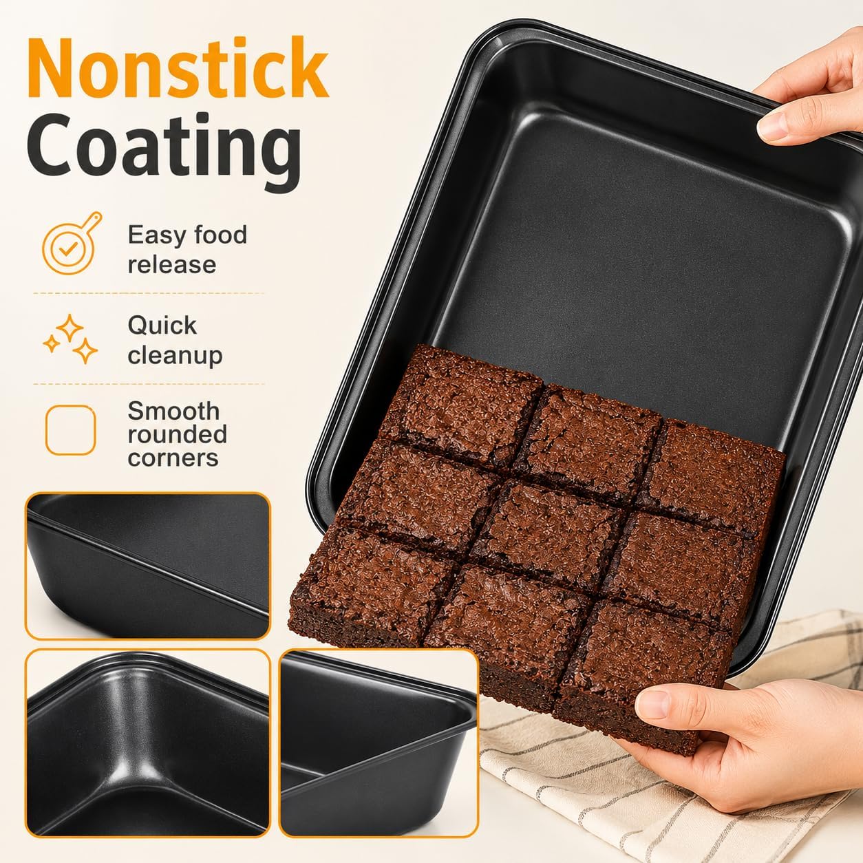 Baking Sheets Non Stick Set of 4, Cookie Sheets for Baking, Baking Trays for Oven, Nonstick Carbon Steel Toaster Oven Tray for Home Baking, Dishwasher Safe, 3 Size Bakeware Black