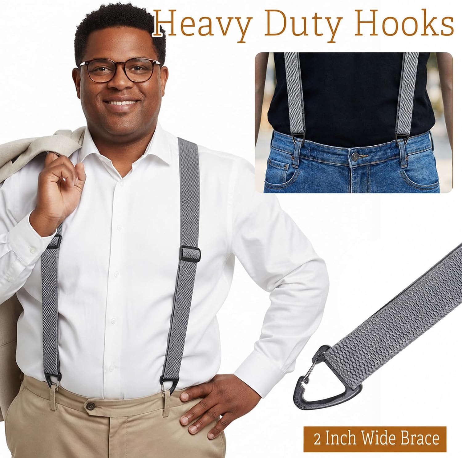 2 Pcs X Back Hidden Suspenders for Men