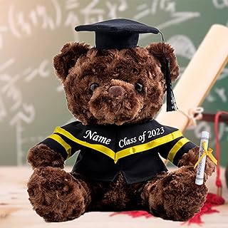 Personalized Graduation Teddy Bear 2023, Graduation Gifts for Him & Her with Text, Graduation Bear as Personalized Kindergarten College Graduation Gifts for Girls/Boy Graduation Day 2023 (8-in-Text)